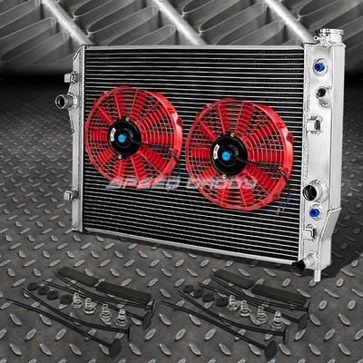 2-РЯДНЫЙ АЛЮМИНИЕВЫЙ РАДИАТОР + 2X 10 ВЕНТИЛЯТОРОВ КРАСНОГО ЦВЕТА ДЛЯ 96-02 CHEVY CAMARO/PONTIAC FIREBIRD