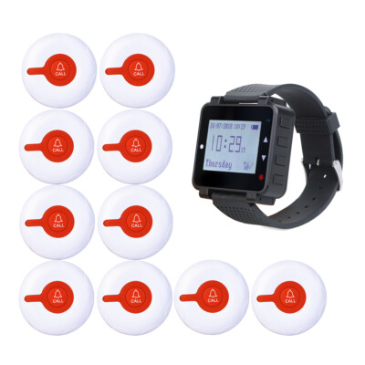 T128 Restaurant Wireless Calling System Waiter Watch 10 Call Buttons Cafe Club