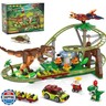 HOGOKIDS Dinosaur Roller Coaster Building Set - 1222PCS Rollercoaster Building Toy with 4 Dinosaur, Off-Road Vehicle, Food Cart, Dinosaur Models Playset Gift for Adults Kids Girls Boys Ages 8-12 Year