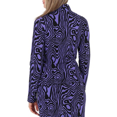 Pre-owned Moschino Ladies Moire-effect Funnel-neck Jumper In Purple