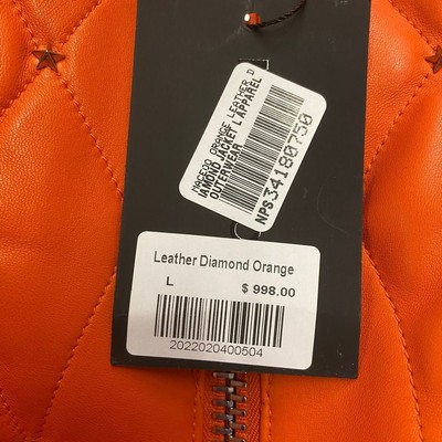 Pre-owned Maceoo Leather Diamond Jacket Men's Size L Orange