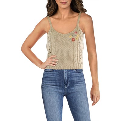 

Женский бежевый вязаный топ на бретельках Crave Fame с цветочным принтом для юниоров  BHFO 3363