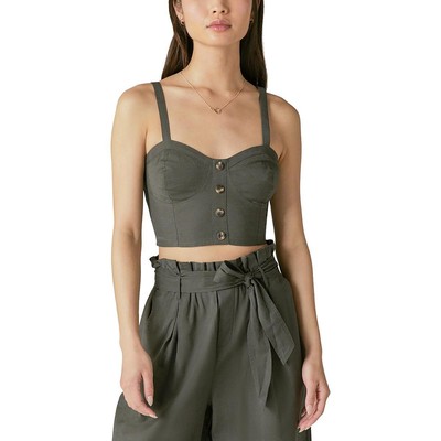 Lucky Brand Женская черная укороченная майка без рукавов с вырезом сердечком XL BHFO 8664