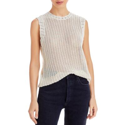 

Rag - Bone Женская белая майка без рукавов с открытыми швами  BHFO 0646, Цвет слоновой кости