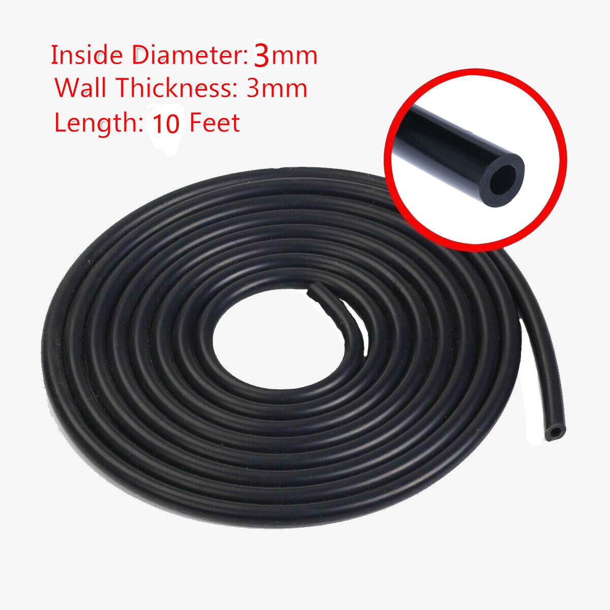 3MM(1/8") inch Black Universal Silicone Air Vacuum Hose/Line