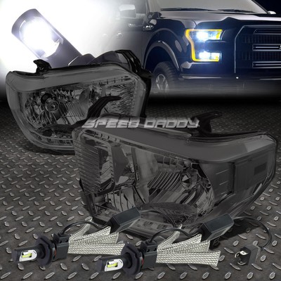 ЗАКОПЧЕННЫЙ КОРПУС, ПРОЗРАЧНАЯ УГЛОВАЯ СВЕТОДИОДНАЯ ФАРА + СКРЫТАЯ ЛАМПА 6000K ДЛЯ TOYOTA TUNDRA 14-17