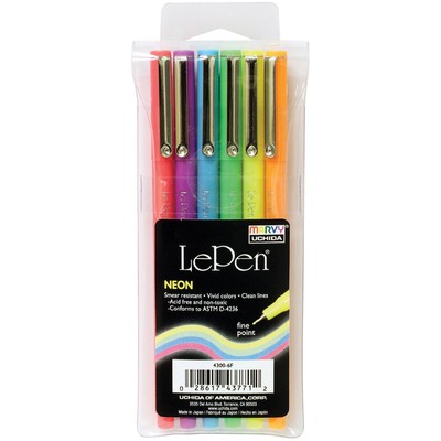 UCHIDA 6 Piece Le Neon Pen Art Supplies, 6 Count (Pack of 1), Fluorescent