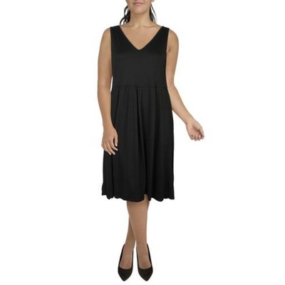 24seven Comfort Apparel Womens Black Knit Fit & Flare Dress Plus 2X BHFO 1923