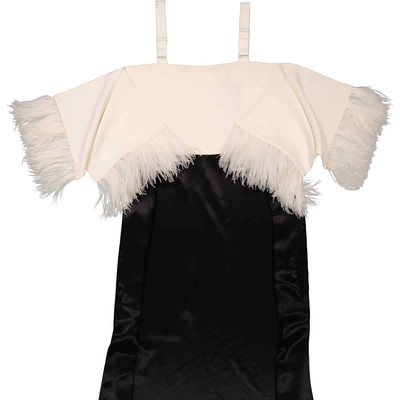 Pre-owned Burberry Crepe And Silk Satin Gown With Feather Trim In Black