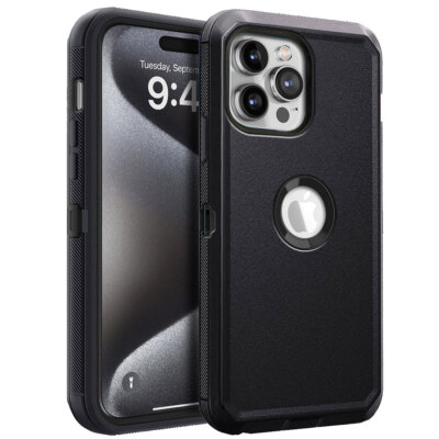 For iPhone 15 Plus 15 Pro Max Shockproof Rugged Heavy Duty Case + Charging Cable