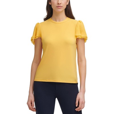 

Женская желтая однотонная блузка с рюшами и рукавами Tommy Hilfiger  BHFO 2165, Deep maize