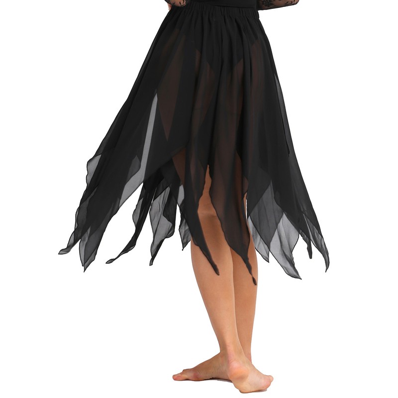 Choomomo Womens Adult Asymmetrical High-Low Dance Dress Lyrical Ballet Wrap Chiffon Skirt