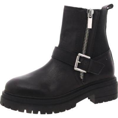 Blondo Womens Garnet Black Leather Motorcycle Boots 6.5 Medium (B,M) BHFO 6511
