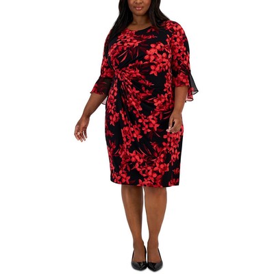 

Красное женское платье-футляр до колена с принтом Connected Apparel Petites  BHFO 9812, Красный