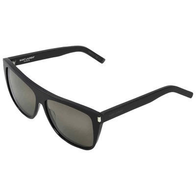 Pre-owned Saint Laurent Smoke Grey Rectangular Unisex Sunglasses Sl 1 002 59 In Gray