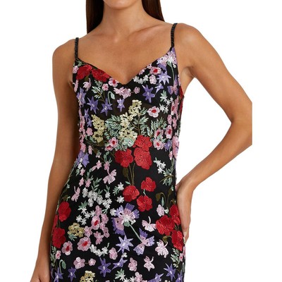 Pre-owned Mac Duggal Womens Embellished Illusion Evening Dress Gown Bhfo 9017 In Black Multi