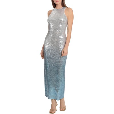 

Женское макси вечернее платье макси с пайетками Maggy London BHFO 5905, Blue/silver