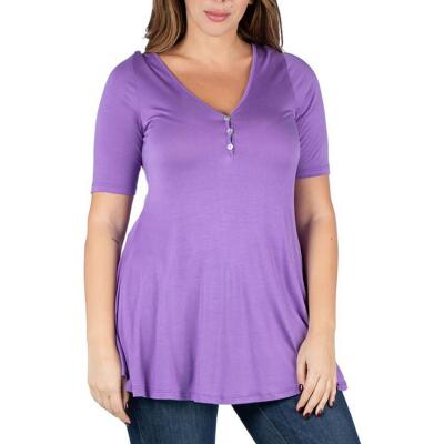 24seven Comfort Apparel Womens Solid Scoop Neck Tunic Top Shirt Plus BHFO 1875