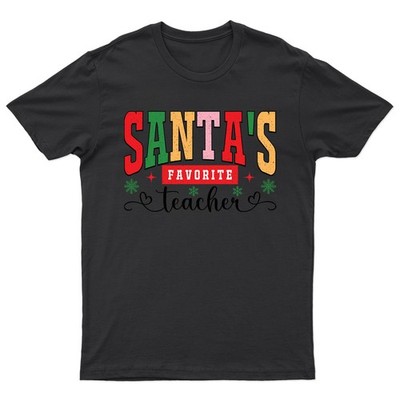 Santas Favorite Teacher Christmas T-Shirt Unisex Gift Retro Funny Womens -a