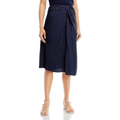 

Boss Womens Vawela темно-синяя юбка миди в тонкую полоску для спецодежды с запахом  BHFO 8341, Midnight fantasy