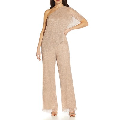 

Adrianna Papell Женский комбинезон с металлизированной драпировкой Evening Petites BHFO 3997, Taupe mist