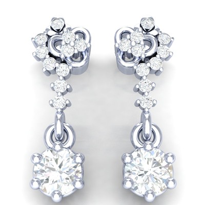 Pre-owned Swarajewel 0.5ctw Round Natural Diamond Earrings For Women 18k White Gold In Fg