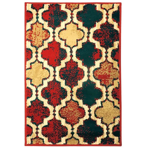 8 X 10 Красно-синих ковриков с механическим ткацким станком Quatrefoil, устойчивых к повреждениям и пятнам