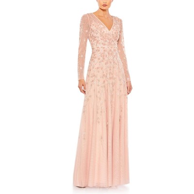Женское вечернее платье Mac Duggal с розовыми украшениями, 4 BHFO 8657