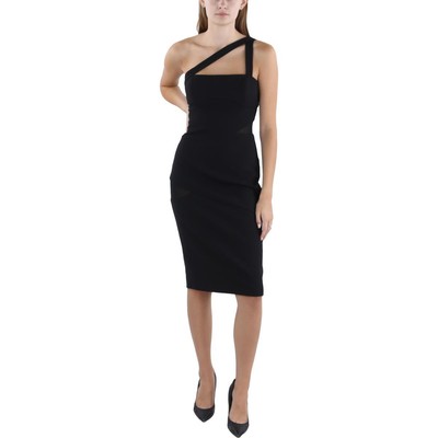 BCBGMAXAZRIA Женское черное вечернее платье миди длиной до колена с одним плечом 8 BHFO 0053