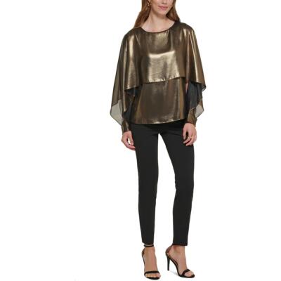 Женская многослойная блузка-топ с эффектом металлик от DKNY BHFO 0612