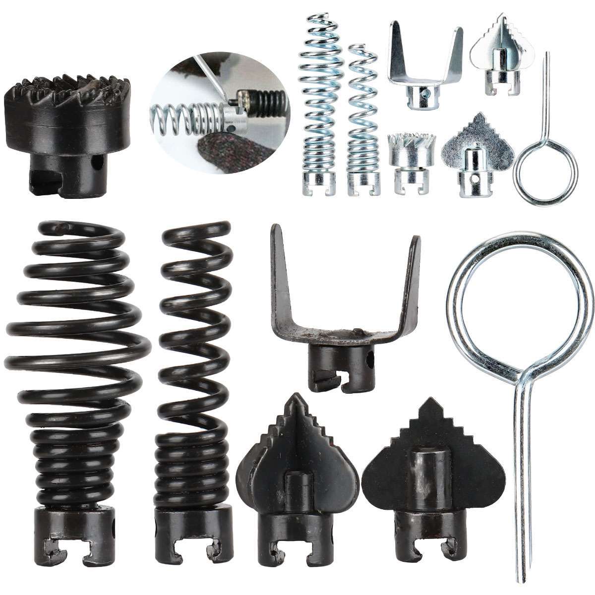 14 Pcs Cutter Set Drain Cleaner Plumbing Snake Tools Cable Auger Clog Sewer Pipe