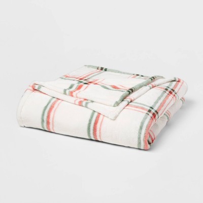 Holiday Print Microplush Bed Blanket - Threshold Red/Green Plaid Twin/Twin XL