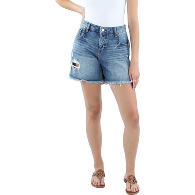 ПОТЕРТЫЕ женские синие джинсовые шорты Destroyed Denim с укороченной посадкой средней посадки 30 BHFO 7113