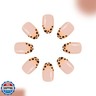 Leopard Print French Tip Press on Nails Short Oval Glossy Fake Nails Cheetah Print Nails Animal Print Design Full Cover Glue on Nails for Women 24PCS