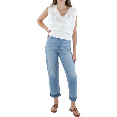 

Женский белый укороченный пуловер с v-образным вырезом Vince, жилет, топ  BHFO 5520, Optic white