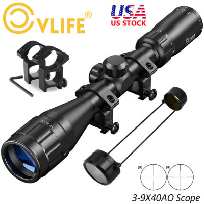 3-9x40AO Rifle Scope Optical R4 Reticle Crosshair Gun Scope Adjustable Objective
