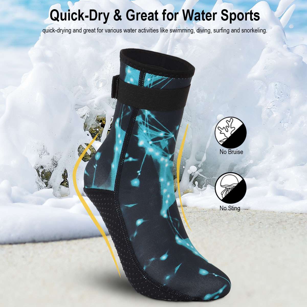 3MM Adult Neoprene Diving Scuba Surfing Socks Snorkeling Swimming Boots XS~2XL