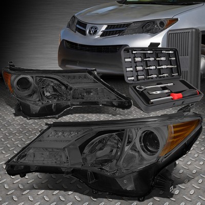 ДЛЯ 13-15 RAV4 С ДЫМЧАТЫМ КОРПУСОМ, ЯНТАРНЫМИ БОКОВЫМИ ФАРАМИ ПРОЕКТОРА, ГОЛОВНЫМИ ФОНАРЯМИ+ НАБОР ИНСТРУМЕНТОВ