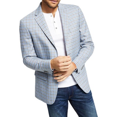 

Tommy Hilfiger Мужской костюм в клетку с принтом Раздельная куртка-блейзер с двумя пуговицами BHFO 2840, Grey/light blue
