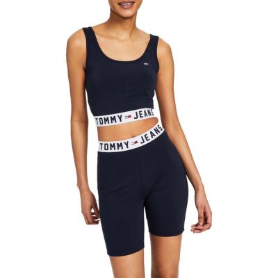 Tommy Jeans Womens Navy Logo Stretch Crop Sports Bra Athletic M BHFO 9546