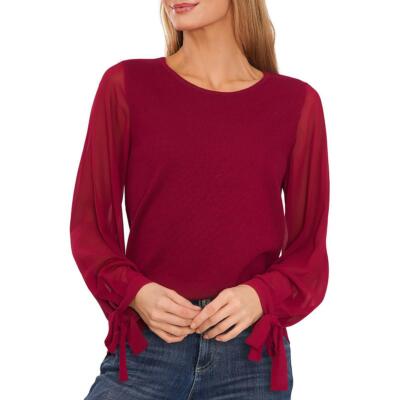 CeCe Womens Tie Sleeves Round Neck Shirt Pullover Top Blouse BHFO 6176