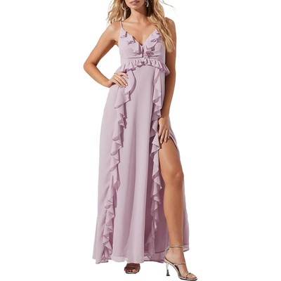 

ASTR the Label Женское фиолетовое шифоновое вечернее платье макси Adoria  BHFO 5203, Dusty pink