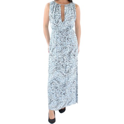 

Donna Karan Женское синее платье макси без рукавов с вырезом и принтом  BHFO 6049, Синий