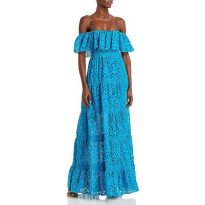 

Alice and Olivia Женское голубое присборенное многослойное дневное платье-макси  BHFO 1125, Ocean blue