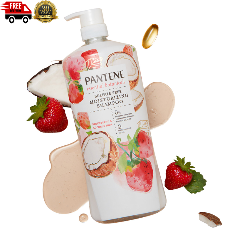 Pantene Essential Botanicals Strawberry and Coconut Shampoo, 38.2 Fl Oz
