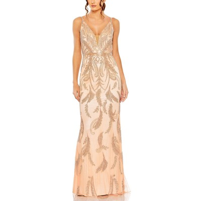 Женское розовое вечернее платье Mac Duggal, расшитое бисером, 10 BHFO 9004