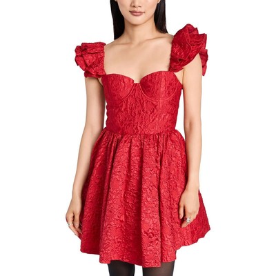 Женское коктейльное и вечернее платье из красного шелка Bina от Alice and Olivia, 4 BHFO 4400