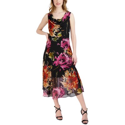 

Черное женское платье миди Signature By Robbie Bee Petites  BHFO 8992, Black multi