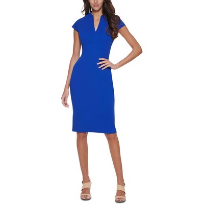 Женское синее повседневное деловое мини-платье Calvin Klein в деловом стиле Petites 6P BHFO 3064