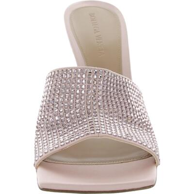 Pre-owned Bottega Veneta Womens Satin Rhinestone Sandal Heels Shoes Bhfo 3470 In Camellia